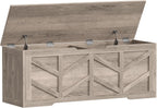 51.2" Storage Chest, Extra Large Storage Bench with 2 Safety Hinges, Storage Trunk Supports 330 lb, Wooden Blanket Storage for Bedroom, livingroom, entryway, Greige