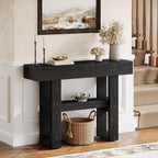 Tribesigns 41.34-Inch Farmhouse Console Table, 2-Tier Narrow Sofa Table Behind The Couch, Entryway Furniture with Storage Shelves for Hallway Foyer Living Room, Black