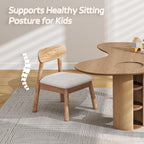 Wood Kid Armchair, Toddler Chairs Ages 1-4, Kid Chair with Solid Wooden Frame, Toddler Armchair Comfy, Upholstered Kids Chair for Playroom, Bedroom, Kindergarten & Preschool, White