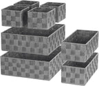 Posprica Woven Baskets, Storage Baskets for Organizing (Set of 8), Cube Baskets Bin Container Matching Storage Boxes Organizers for Pantry, Office, Shelves, Media-room