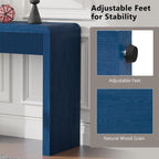 Knocbel Console Table with 3 Fluted Drawers, Rustic Sofa Tables with Solid Wood Veneer & Wood Grain for Entryway Hallway Living Room, 55.1" W x 15.8" D x 29.8" H, Navy