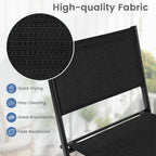 Tangkula Outdoor Barstools Set of 2, Counter Height Folding Bar Chairs with Back and Footrest, Versatile Patio Dining Chairs with Breathable Fabric & Heavy-Duty Metal Frame (2, Black)