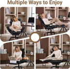 Big and Tall Office Chair with Flip Armrests for Pets and Cross Legged Sitting, Reclining Ergonomic Computer Desk Chair with Foot Rest, Wide Seat PU Leather Executive Chair, 135° Recline Silent Wheels