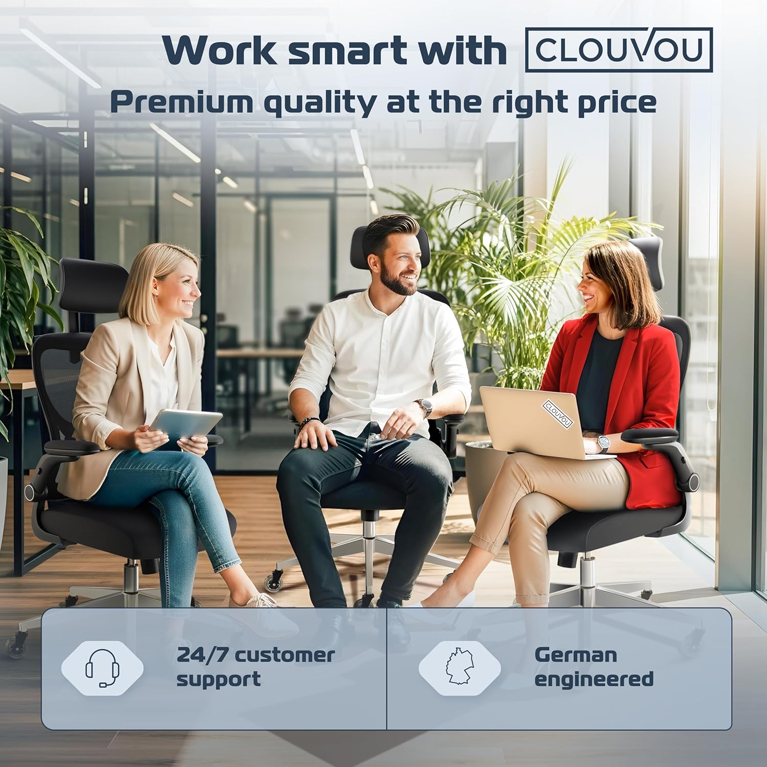 SmartSeat Ergonomic Office Chair Comfy [#1 in Tests] Ergonomic Chair with Breathable Mesh Back | Computer Chair with wheels | Home Office Desk Chair with 3D Headrest | Swivel Chair for 330 lbs