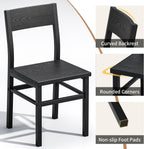 MECHYIN Dining Chairs Set of 4, Rustic Wood Dining Room Chairs with Thickened and Strengthened Metal Steel Frame & Slat Back, Modern Farmhouse Chair for Kitchen, Dining Room (4, Dark Black)