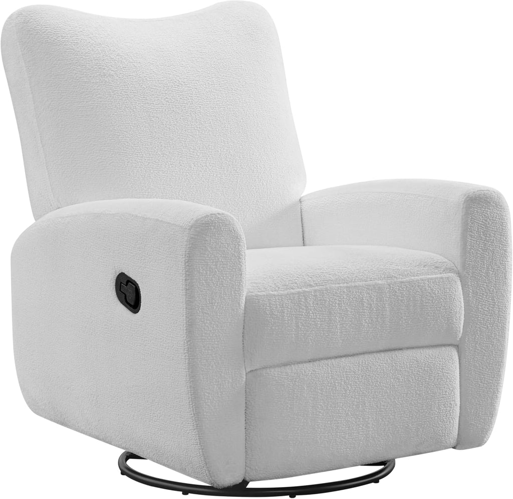 Oxford Baby Synergy Glider Recliner Rocking Chair 360° Swivel for Nursery and Living Room - Plush White