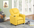 23" Yellow PU Leather Recliner Chair with Cupholder