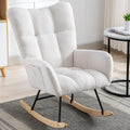 Rocking Chair Nursery, Teddy Upholstered Glider Rocker with High Backrest, Reading Chair Modern Rocking Accent Chairs Glider Recliner for Living Room, Nursery, Bedroom,White