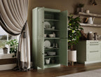 Palace Imports Solid Wood Kitchen Pantry Cabinet - 71.5" Tall x 32" Wide - Wooden Storage Cabinet with 4 Shaker Doors & 4 Adjustable Shelves, Sage, 100% Renewable Eco-Friendly Wood, Made in Brazil
