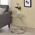 Kings Brand Furniture Leighton Round Glass End Table – Modern Metal Accent Side Table with Tempered Glass Top, Small Coffee Table for Living Room, Bedroom Nightstand or Office (Chrome)
