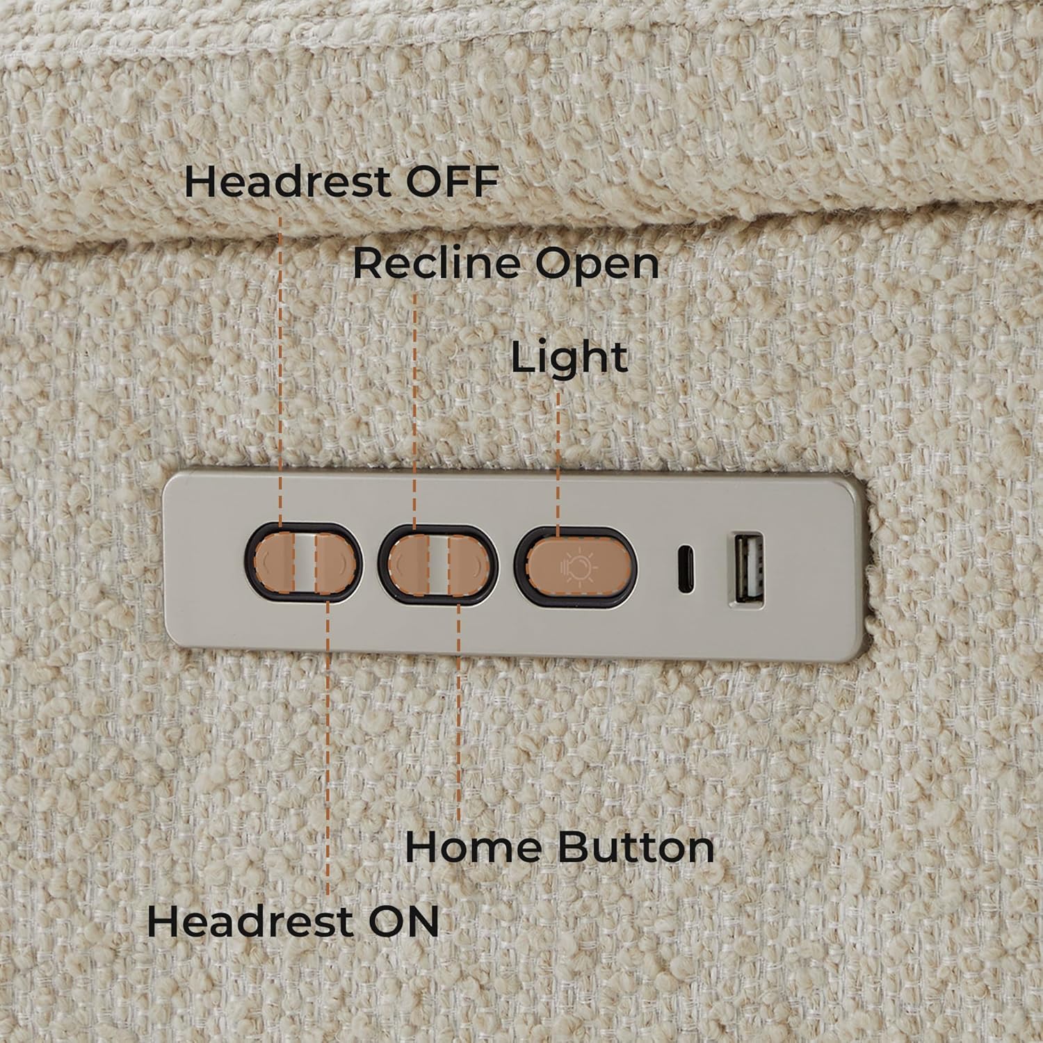 CHITA Power Swivel Glider for Adults with Nightlight, Nursery Recliner Chair with Power Headrest for Living Room, Bedroom, Water-Resistant Boucle Fabric in Sand
