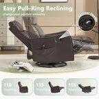 cinkehome Swivel Rocker Recliner, Glider Rocker Recliner Chair for Nursery, Manual Reclining Chair with Heated Massage, Small Spaces, Living Room, Faux Leather Brown