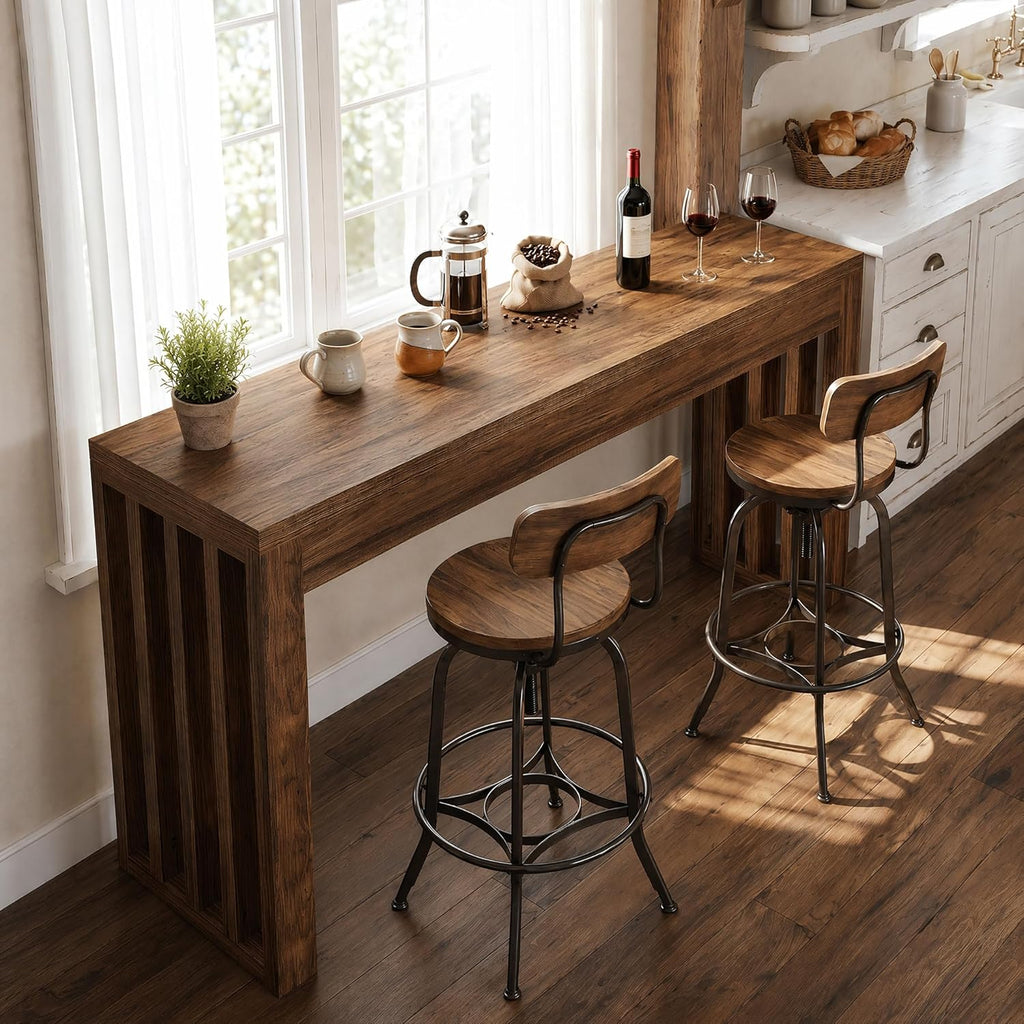 Tribesigns 63" Bar Table, Farmhouse Counter Height Pub Table for 4, Rectangular High Top Home Bar for Kitchen, Dining Room & Small Spaces, Rustic Brown