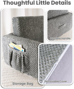 TinyPalsa Foldable Toddler Couch with Soft Sherpa Cover, 2-in-1 Comfy Toddler Sofa & Lounger for 3+ Years Old Girls Boys, Kids Chair with Pockets & Handle for Reading, Playroom (Grey)
