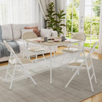 VECELO 5-Piece Folding Card Table Square and Chair Set with Collapsible Legs & Vinyl Upholstery,Portable for Indoor & Outdoor, Beige