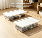 (2-Pack) 41 Quart Clear Plastic Underbed Storage Bin with Snap-On Lid Medium Rectangle Container for Home Organization, White