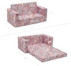 Ulax furniture Kids Convertible Sofas Children Flip-Out Sofa - 2-in-1 to Lounge Chair (Pink Unicorn)