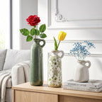 Ceramic Vase Set, 3Pcs Flower Vases for Modern Boho Farmhouse Decor, Decorative Vases for Pampas Grass & Dried Flowers, Distressed Finish