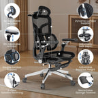 MOJAY Ergonomic Office Chair with Footrest, Big and Tall Desk Chair with Lumbar Support, High Back Home Desk Chair for Long Desk Work, Swivel Rolling Computer Seating with 6D Armrest for Home Office