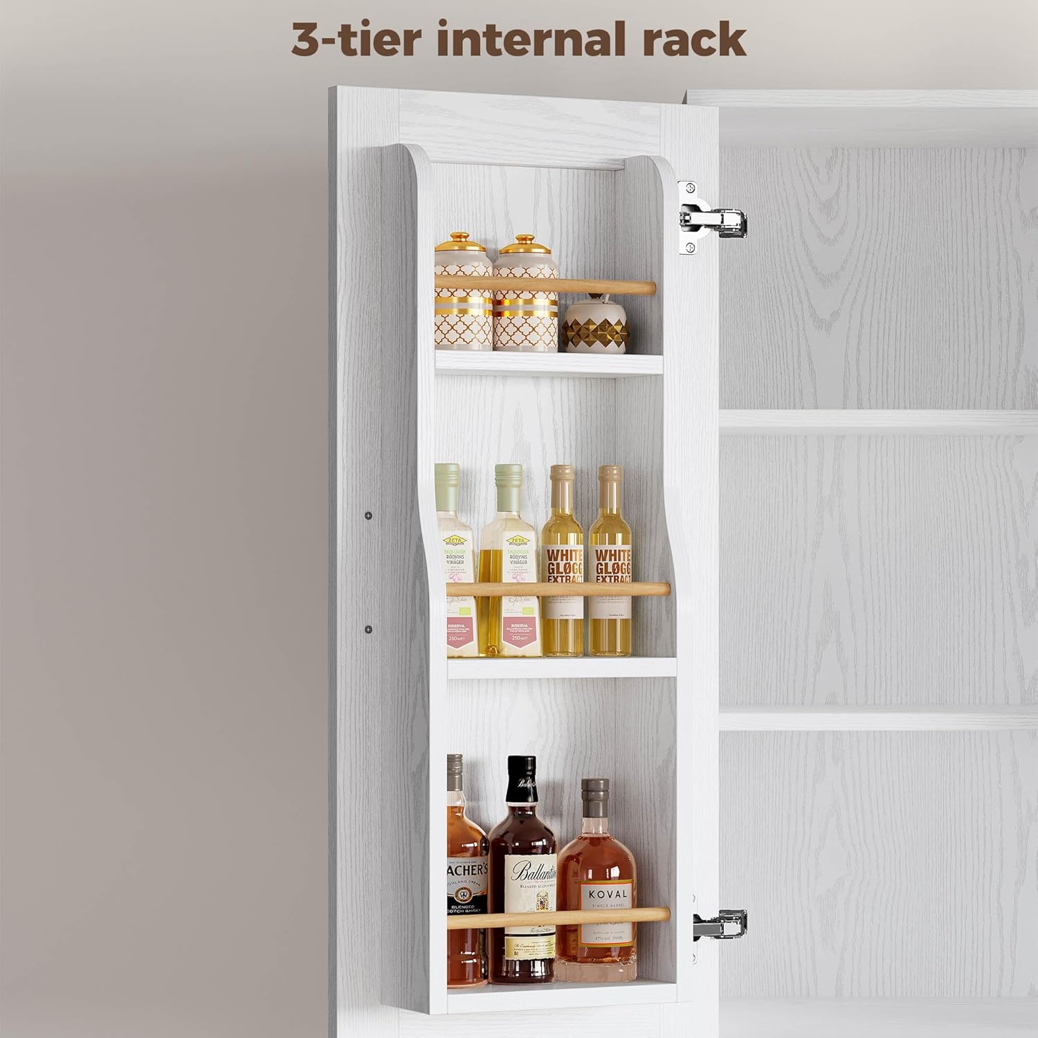 IRONCK 71" Kitchen Pantry Storage Cabinet with Storage Rack, Pegboard Doors, 4 Adjustable Shelves, Food Pantry Cabinet, Freestanding Tall Cupboard for Dining Room, Kitchen, White