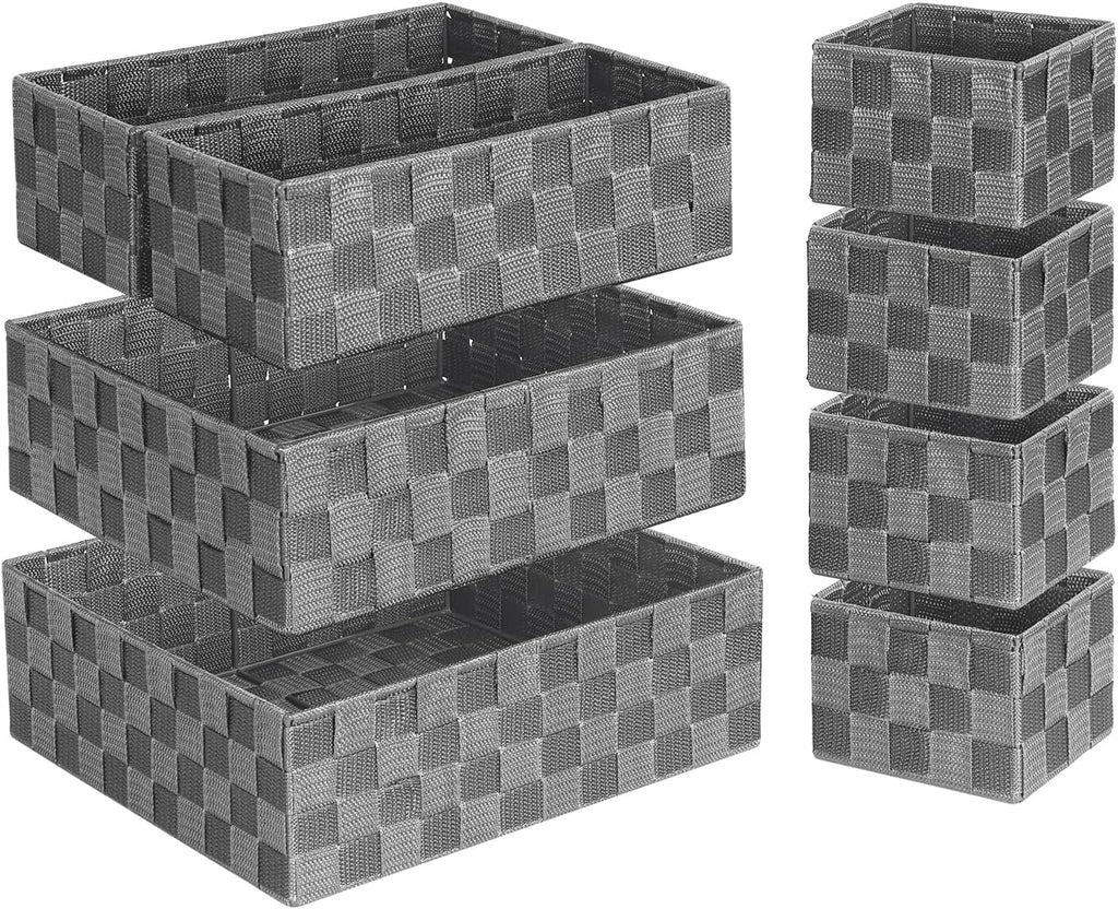 Posprica Woven Baskets, Storage Baskets for Organizing (Set of 8), Cube Baskets Bin Container Matching Storage Boxes Organizers for Pantry, Office, Shelves, Media-room