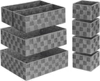 Posprica Woven Baskets, Storage Baskets for Organizing (Set of 8), Cube Baskets Bin Container Matching Storage Boxes Organizers for Pantry, Office, Shelves, Media-room