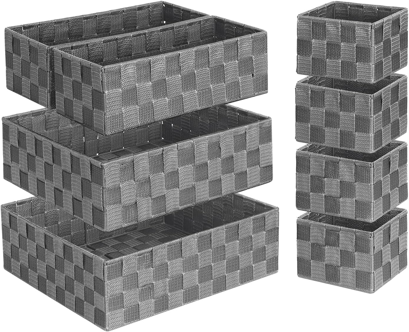 Posprica Woven Baskets, Storage Baskets for Organizing (Set of 8), Cube Baskets Bin Container Matching Storage Boxes Organizers for Pantry, Office, Shelves, Media-room