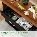 4 EVER WINNER 39" Rolling Kitchen Island with Storage and Drawer, Farmhouse Kitchen Island on Wheels with 3-Tier Spice Rack, Adjustable Shelf & Towel Rack, Mobile Kitchen Cart for Small Space, Black