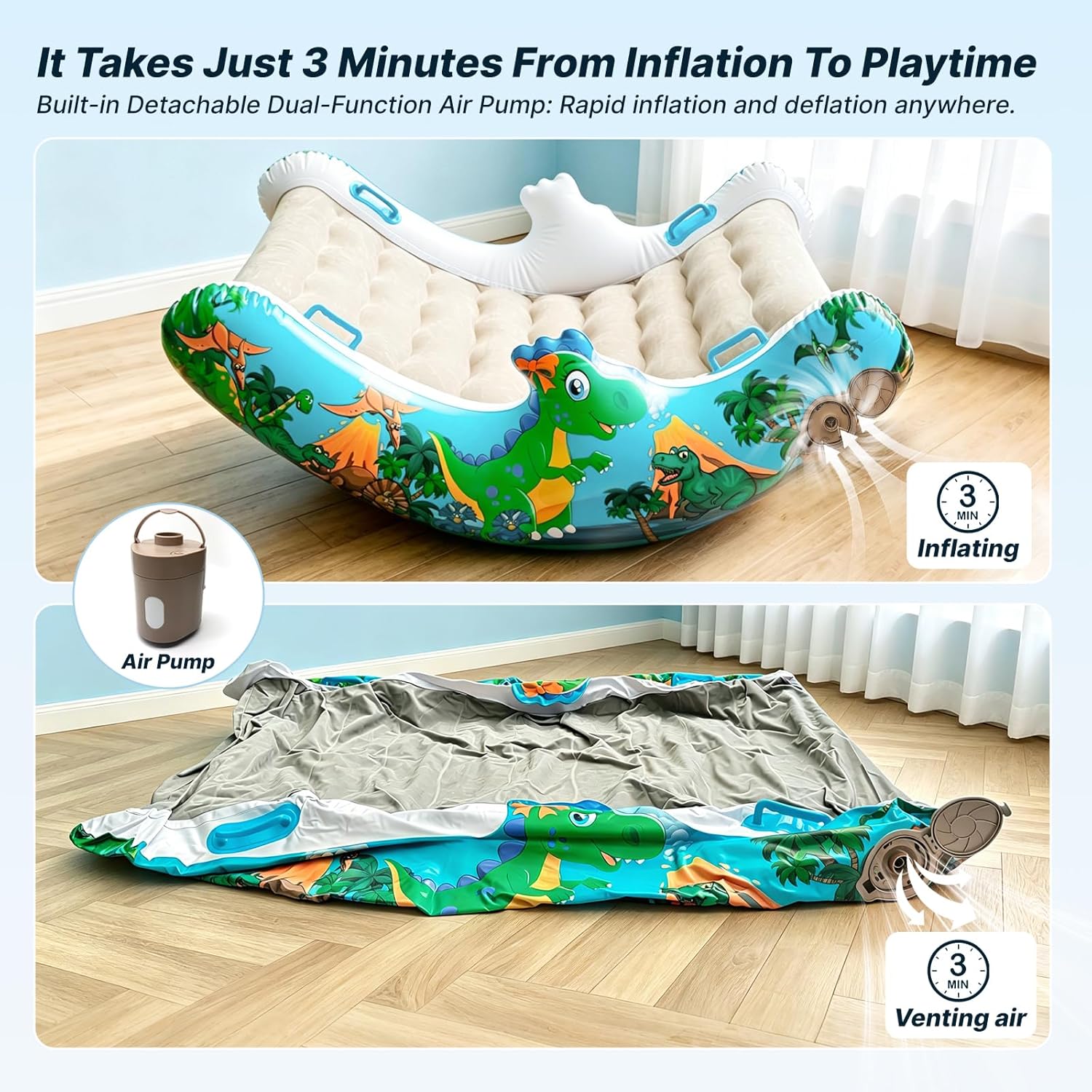 Sensory Inflatable Rocking Chair for Toddlers – Calming Sensory Chair for ADHD & Autism, Built-in Dual Function Air Pump, Inflatable Rocker for Sensory Room, Therapy, Relaxation, Gift for Boys & Girls