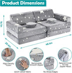 Kids Play Couch, 10Pcs Toddler Sofa,Modular Kids Couch for Playing, Creativing, Sleeping (Grey Stars)