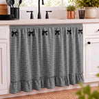 Tudomro Cabinet Curtains 56" x 28" Sink Skirt for Bathroom Kitchen Office Desk Black Ruffle Gingham Cabinet Curtains for Classroom Office Home Drape Under Desk Privacy Drape for Laundry Room