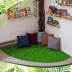 5.9 ft Classroom Quarter Circle Rug Non Slip Grass Carpet Reading Corner Rug for Elementary Preschool Daycares School Calming Corner Home Bedroom Playroom Decor