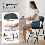Simple Deluxe Dining Chairs Set of 4, Leather Cushion Foldable Contemporary Kitchen Side Chair with Padded Back & Sturdy Metal Legs, Upholstered Seat for Home/Living Room/Bedroom/Cafe, Black