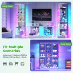 HNEBC Glass Display Cabinet, LED Display Case with RGB Lighting, Lockable Curio Cabinet with Explosion-Proof Glass Doors for Collectibles,5-Tier China Cabint with Motion Sensor Light-White