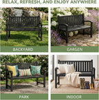 Outdoor Bench, 2-Person Outdoor Benches Weatherproof with 600 lbs Weight Capacity, Low Maintenance, Garden Bench for Patio, Park, Porch, Backyard, Balcony and School (Black)