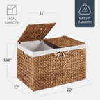Best Choice Products Wicker Storage Basket W/ 2 Separate Lids, Rattan Woven 17.2 Gallon (65L) Basket, Foldable, Removable Washable Liner Bags for Toys, Linens, Blankets, & Laundry - Chestnut