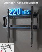HOME VISION Heavy Duty TV Wall Mount for 42–100" TVs, Fits TCL & Samsung 98" TVs, 2mm One-Piece Solid Steel, Holds 220 lbs, Max VESA 600×600mm, Fits 16/18/24" Studs, Ultra Slim Fixed TV Mount, HV8602