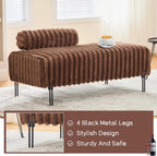 NIOIIKIT 49.6" Modern Loveseat Sofa Couch, Upholstered Accent Sofa with Golden Legs and Adjustable Backrest, Small Faux Fur Couches for Bedroom, Living Room, Compact Small Space (Brown)