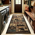 HOMORE Runner Rug 2x5 Washable Western Rugs for Hallway Entryway,Rustic Cabin Runner Rug Non Slip,Southwestern Lodge Rugs for Bedroom Kitchen Laundry,Brown