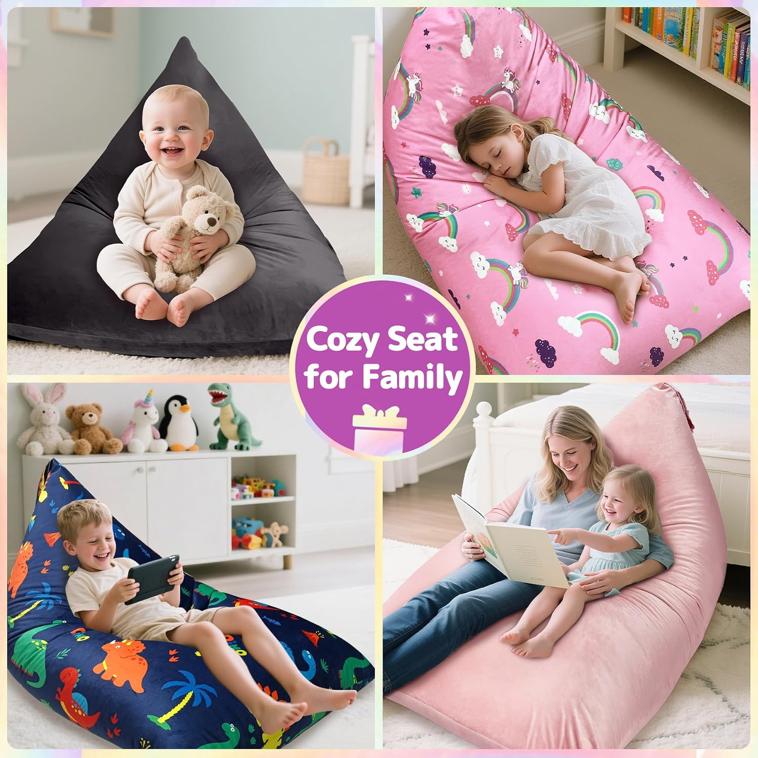 Jorbest Stuffed Animals Storage Bean Bag Chair for Kids and Adults, Luxury Velvet Stuffed Animals Bean Bag Storage, Cover Only(Sweet Pink 200 L/52 Gal)