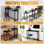 Karl home 43" Rectangular Bar Table, High Top Counter Height Table with Sturdy Metal Legs and Triangular Support, for Small Space, Dining & Kitchen, Home, Easy Assembly, Black