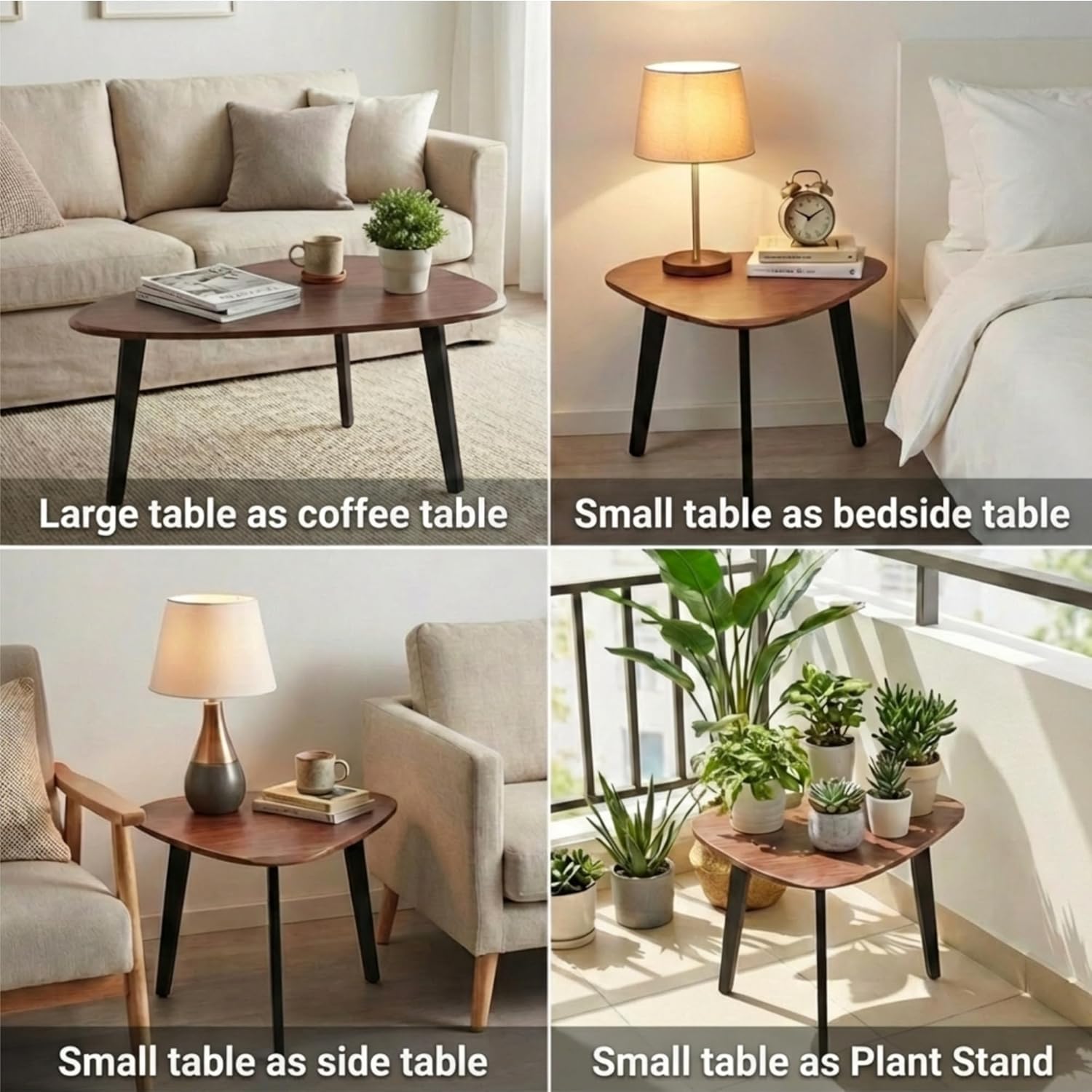 Nesting Coffee Table Set of 2-Mid Century Modern Wooden Coffee Table,Guitar Pick Stacking Tables with Solid Wood Legs,Small Coffee Tables for Small Spaces,Living Room,Apartment(Walnut)
