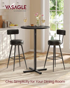 VASAGLE Round Cocktail Table, High Top Bar Pub Table with Metal Frame and Cross Base, for 2-3 People, Modern, Easy to Assemble, 22.8 x 41.1 Inches, Ebony Black ULBT361BE01S