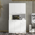 LUMISOL Kitchen Pantry Cabinet, Solid Wood Kitchen Hutch with Microwave Stand, 70.87” Tall Sideboard with 6 Doors, 1 Open Shelves and 1 Drawers for Living Room, Dining Room, White
