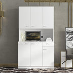 71" Kitchen Pantry Cabinet with Drawer, Farmhouse Tall Storage Cabinet with 6 Doors and Shelves, Rustic Freestanding Cupboard with Storage Rack for Kitchen, Dining Room (White)