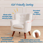 ECR4Kids Mila Sherpa Toddler Arm Chair with Removable Wooden Legs, Kids Furniture, White