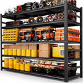 48''W Garage Shelving,3300LBS Heavy Duty Garage Shelving,73.2"H Industrial Shelving,Adjustable Storage Shelf Unit with Double Layer Posts for Garage,Basement,Warehouse,Commercial,Black 5 Tier