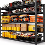 48''W Garage Shelving,3300LBS Heavy Duty Garage Shelving,73.2"H Industrial Shelving,Adjustable Storage Shelf Unit with Double Layer Posts for Garage,Basement,Warehouse,Commercial,Black 5 Tier