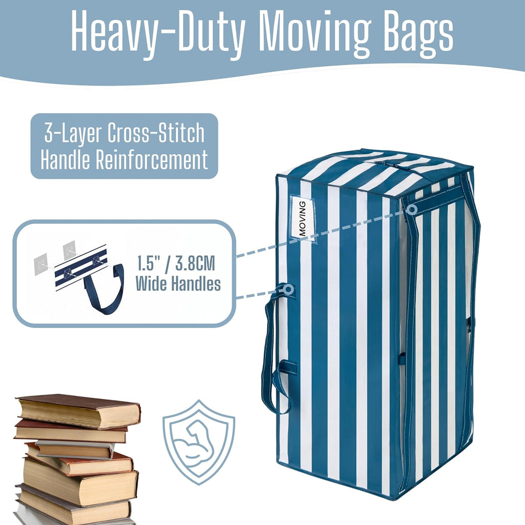 VENO 8 Pack Heavy Duty Moving Bags with Backpack Straps, Zippers & Handles, Extra Large Packing Bags for College Dorm Essentials, Moving Supplies Alternative to Cardboard Moving Boxes