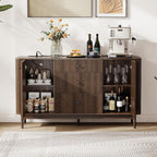 59" Buffet Cabinet with Drawers, Large Fluted Sideboard Buffet Storage Cabinet with Charging Station, Shelves and Doors, Modern Accent Coffee Bar Console Table for Kitchen, Entryway and Living Room